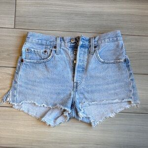 Levi's Light Blue Distressed Denim Cutoff Shorts